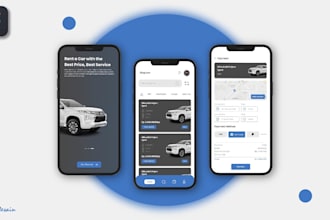 ui ux design car renting app, fitness app, muslim app mechanic app, figma design