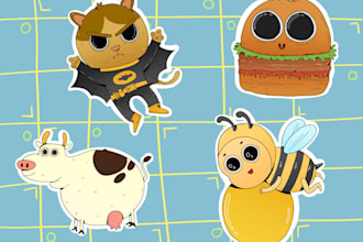 design cute illustrations for stickers