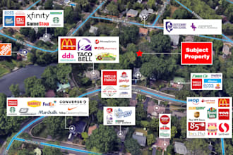design and redesign retail trade aerial map for offering memorandum brochure