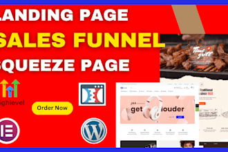 build wordpress landing page design, gohighlevel sales funnel, squeeze page