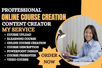 create online course content, elearning course, course presentation video course