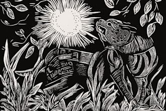 draw artistic linocut illustration in my style