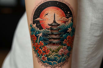 do a tattoo design in japanese style