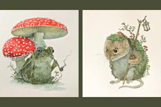 create fantasy animal illustration in watercolor