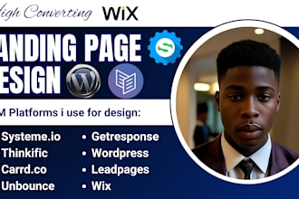 design unbounce, wix, carrd co, getresponse, wordpress, systeme io landing page
