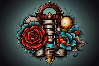 create amazing traditional or old school tattoo style design