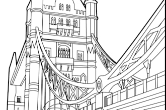 do a detailed line art of any diagram, product building