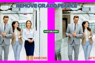 photoshop add remove person, edit in or out remove object from photo or wedding