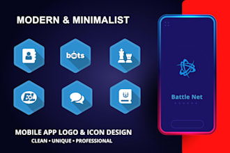design modern minimalist mobile app logo and app icon