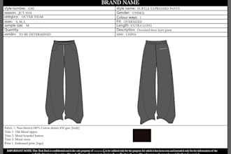 create professional fashion mock up and tech packs