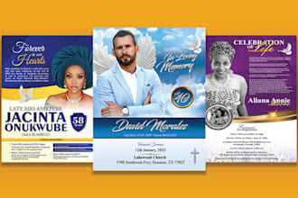 design obituary, funeral flyer, event or program in 5hrs