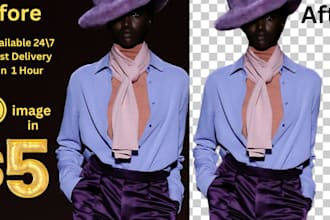 do background removal, white  transparent bg, cut out image in just two hours
