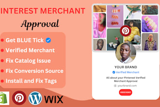 approve verified pinterest merchant, fix or install  tags, catalog errors, setup
