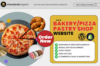 design bakery bread pastry cake baking doughnut muffins croissants pizza website