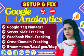 fix or setup google analytics 4, ga4 ecommerce tracking, conversion tracking GTM