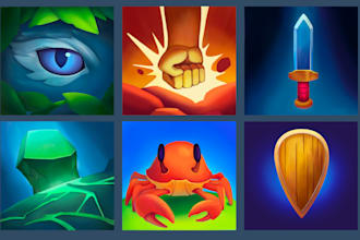 create 2d game icons, props, objects for your projects