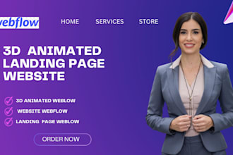 design 3d animated landing page, spline animation,  webflow website design