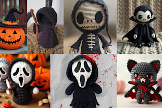 write a detailed halloween amigurumi crochet pattern pdf step by step