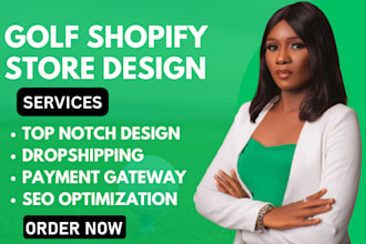 design golf shopify store or golf website development, golf accessories store