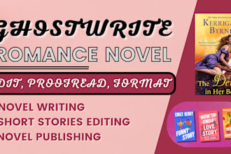 ghostwrite romance novel edit proofread format novella short stories poetry