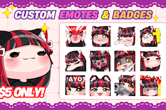 create cute chibi anime emotes for streamer, vtuber, and discord