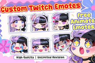 create cute chibi anime emotes for streamer, vtuber, and discord