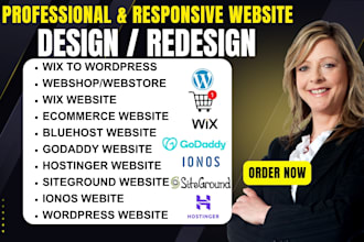move wix to wordpresss website design godaddy bluehost hostinger iono siteground