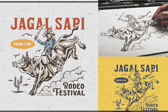 do draw vintage western logo illustration