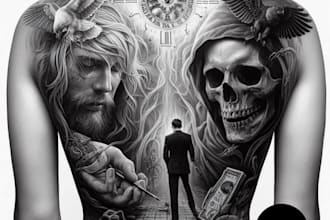 create professional neo tribal cyber sigilism agrogoth oldschool tattoo design