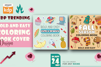 design bold and easy coloring book cover for amazon KDP