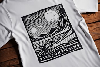make a linocut tshirt design for brand