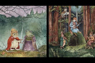 create handmade watercolor illustration for children book