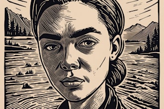 draw a custom portrait in linocut style