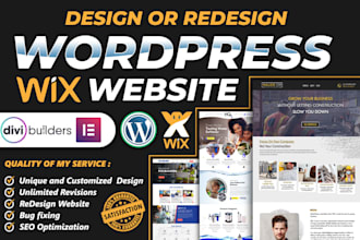 design or redesign wordpress elementor website in wordpress or wix
