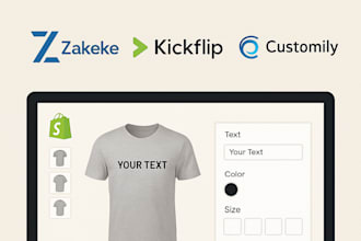 setup zakeke, kickflip, customily, 2d, 3d product customization in shopify store
