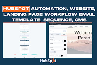 hubspot automation, website, landing page workflow email template, sequence, cms