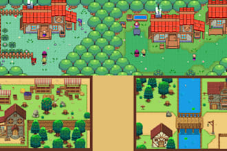 do pixel art tileset, props, item, icons, object, game assets, top down asset