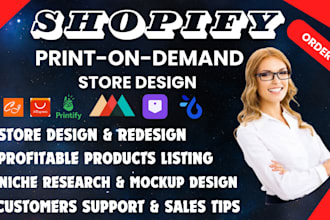 setup a premium shopify print on demand store or website, shopify etsy pod shop