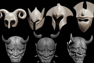 design custom 3d mask, 3d cosplay helmet, halloween mask,3d head for 3d printing