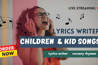 write, produce childrens song, kids music, educational song, nursery rhymes