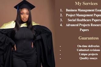 do business management, advanced social health, and project management essays