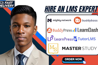 build wordpress lms website with learndash, tutor lms, masterstudy buddyboss