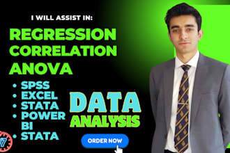 do correlation, anova, hypothesis test, t test, regression, spss data analysis