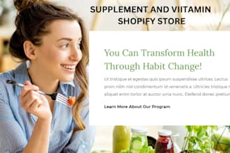 design health, nutrition supplement shopify store vitamin supplement store