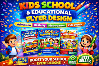 design education, webinar, ngo, charity and kids flyers
