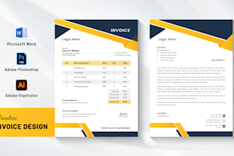 design invoice, letterhead, receipt template within 6hr