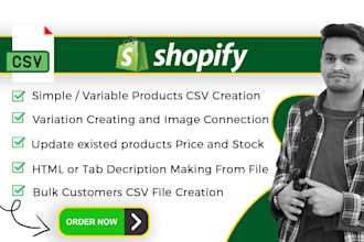 convert vendor files to CSV, bulk import simple and variable products on shopify