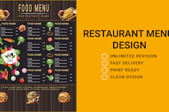 design restaurant, food menu in 12 hours