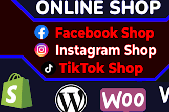 setup facebook shop, instagram shop, tiktok shop and complete shopify marketing