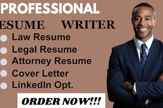 write professional  lawyer resume, attorney resume, law resume, cover letter